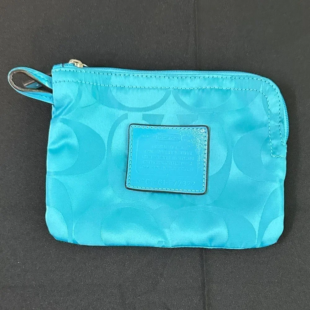Coach Teal Logo Pouch w/ Zipper